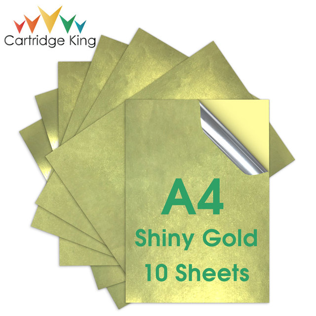 10 Sheets Shiny Gold Printable Vinyl Sticker Paper A4 Printer